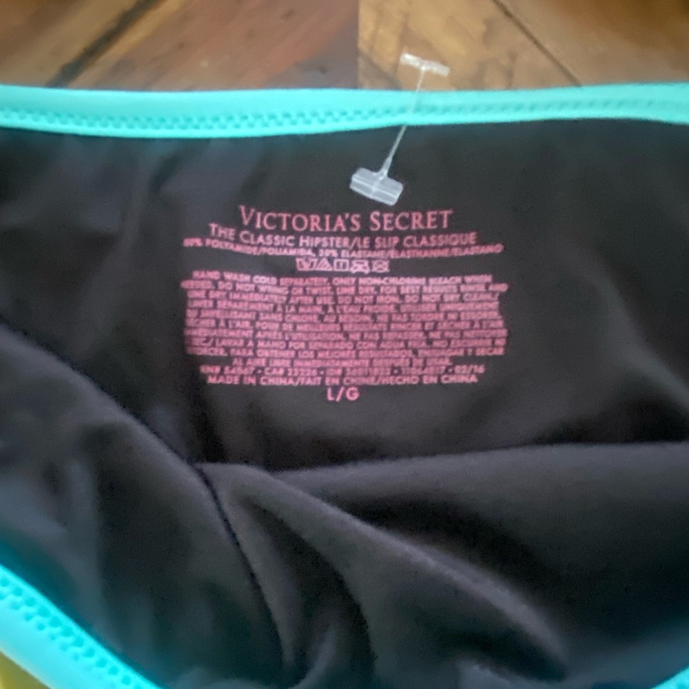 Victoria's Secret Black Bikini with Yellow, Aqua & Lavender Trim - Picture 3 of 6